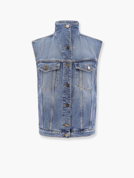 ALAIA Stone Washed Denim Sleeveless Jacket