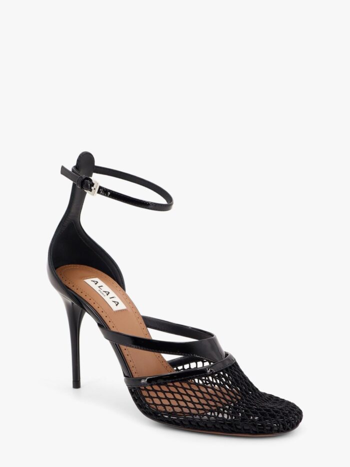 ALAIA Thong Sandals In Fishnet And Patent Leather