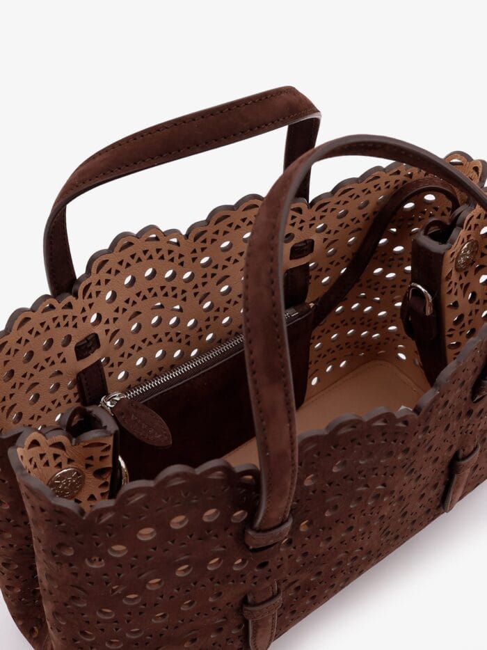 ALAIA Vienne Perforated Suede Shoulder Bag