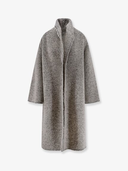 Alberta Ferretti Bouclé Coat With Herringbone Pattern