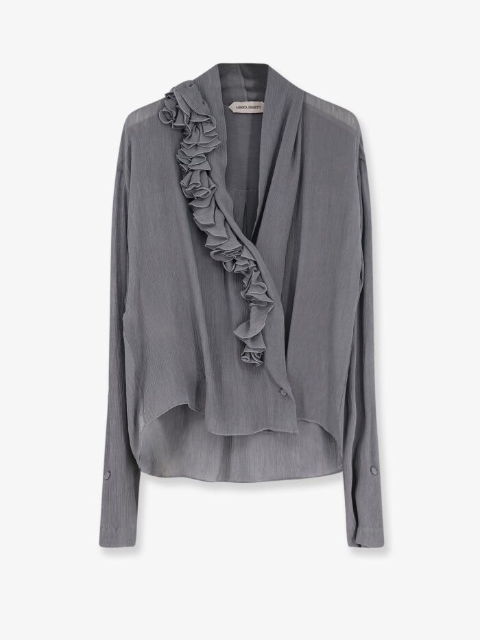 Alberta Ferretti Crepe Shirt With Rouches