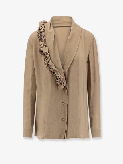 Alberta Ferretti Crepe Shirt With Ruffles