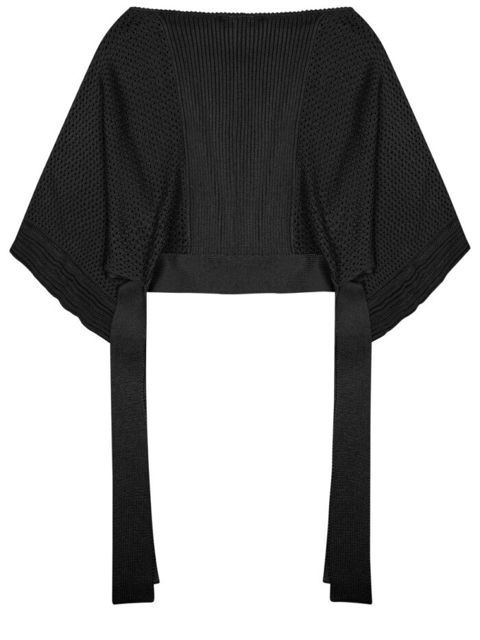 Alberta Ferretti Mesh Knitted Poncho Sweater
