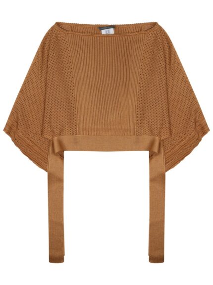Alberta Ferretti Mesh Knitted Poncho Sweater