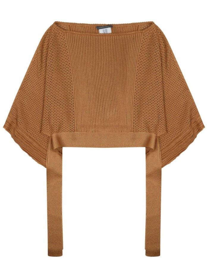 Alberta Ferretti Mesh Knitted Poncho Sweater