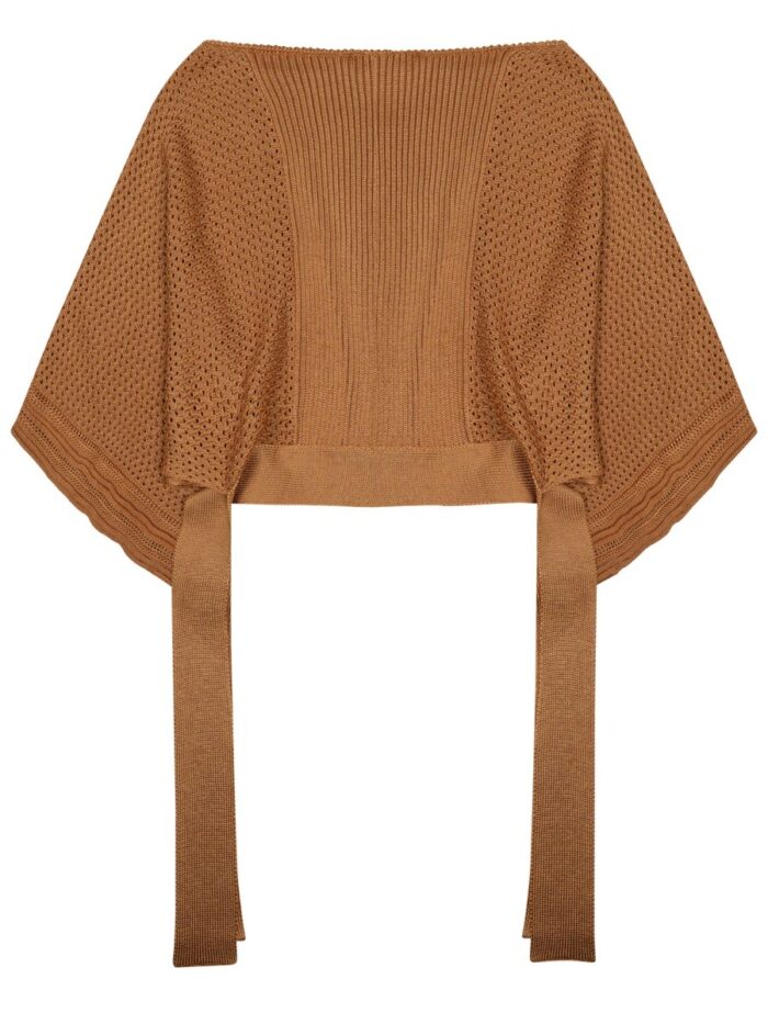 Alberta Ferretti Mesh Knitted Poncho Sweater