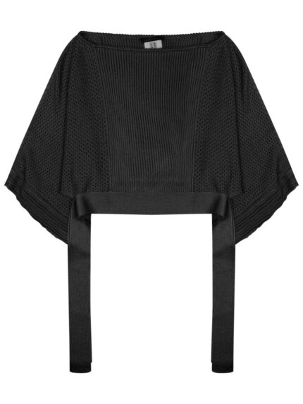 Alberta Ferretti Mesh Knitted Poncho Sweater