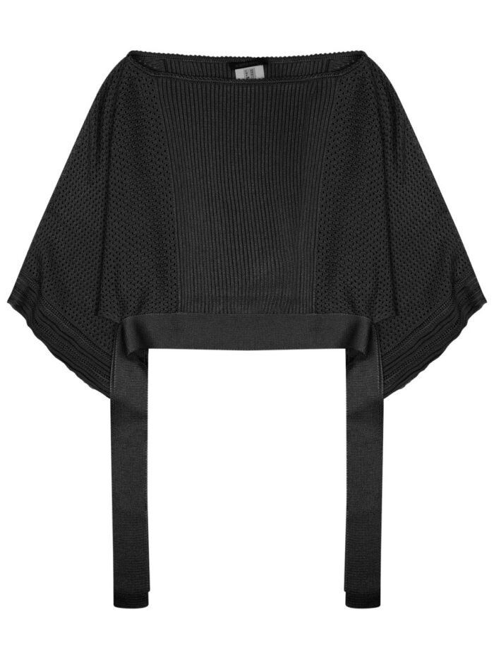Alberta Ferretti Mesh Knitted Poncho Sweater