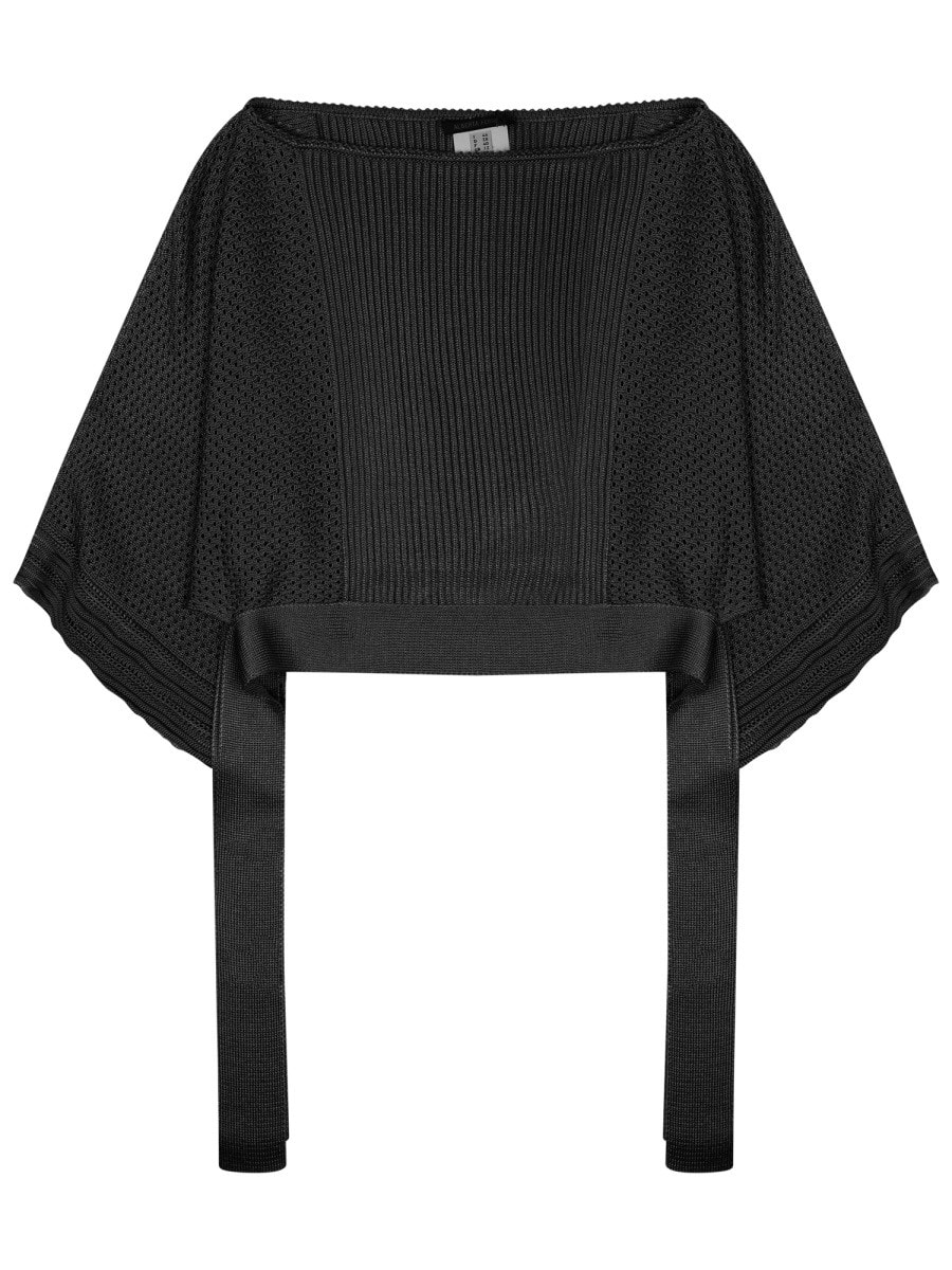 Alberta Ferretti Mesh Knitted Poncho Sweater