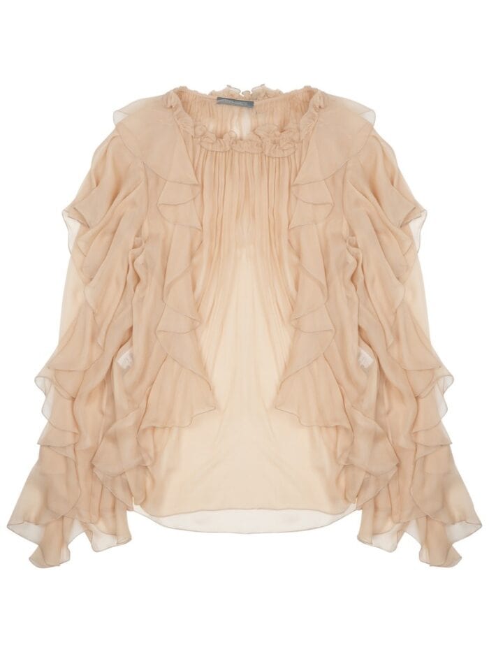 Alberta Ferretti Rouches  Chiffon Shirt