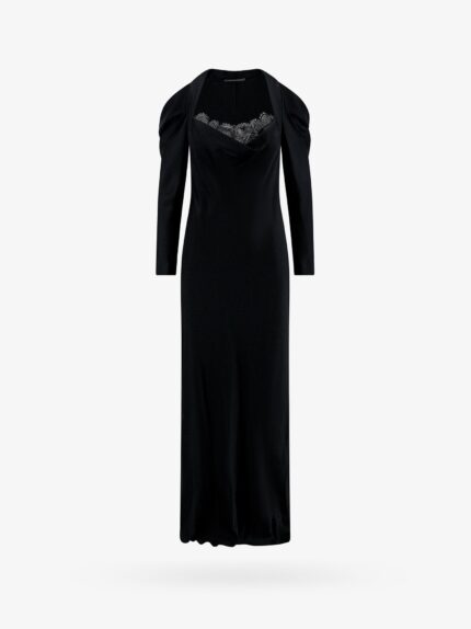 Alberta Ferretti Satin Dress With Lace Profile