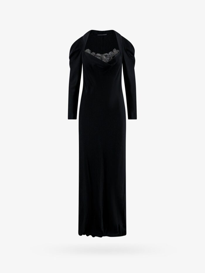 Alberta Ferretti Satin Dress With Lace Profile
