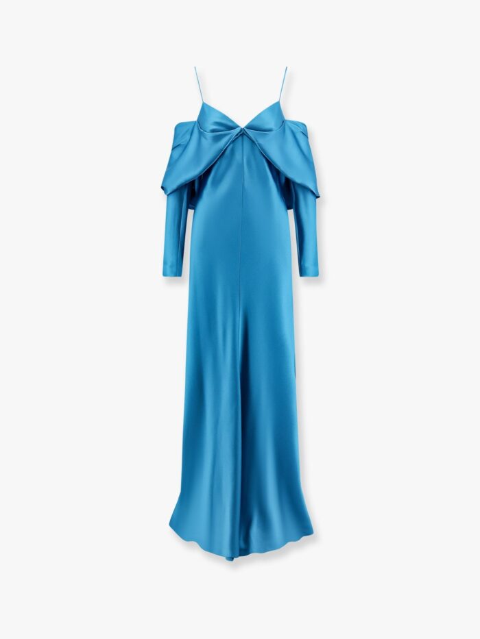 Alberta Ferretti Satin Long Dress With Bow On The Back