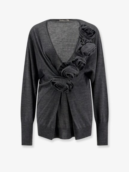 Alberta Ferretti Virgin Wool Sweater With Ruffles