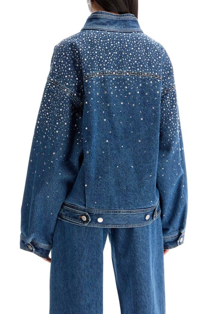 ALESSANDRA RICH Denim Bomber Jacket With Rhin