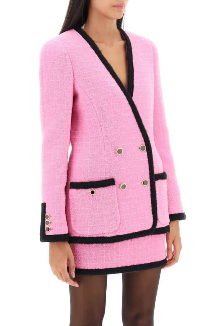 Alessandra Rich Double-breasted Boucle Tweed Jacket