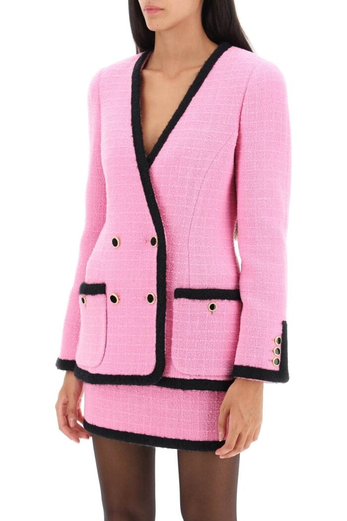 Alessandra Rich Double-breasted Boucle Tweed Jacket