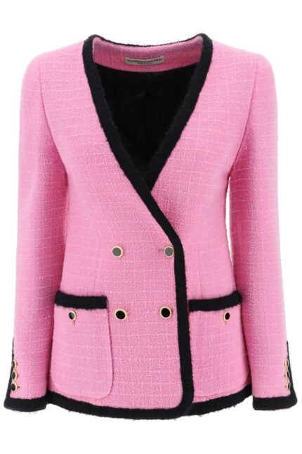 Alessandra Rich Double-breasted Boucle Tweed Jacket