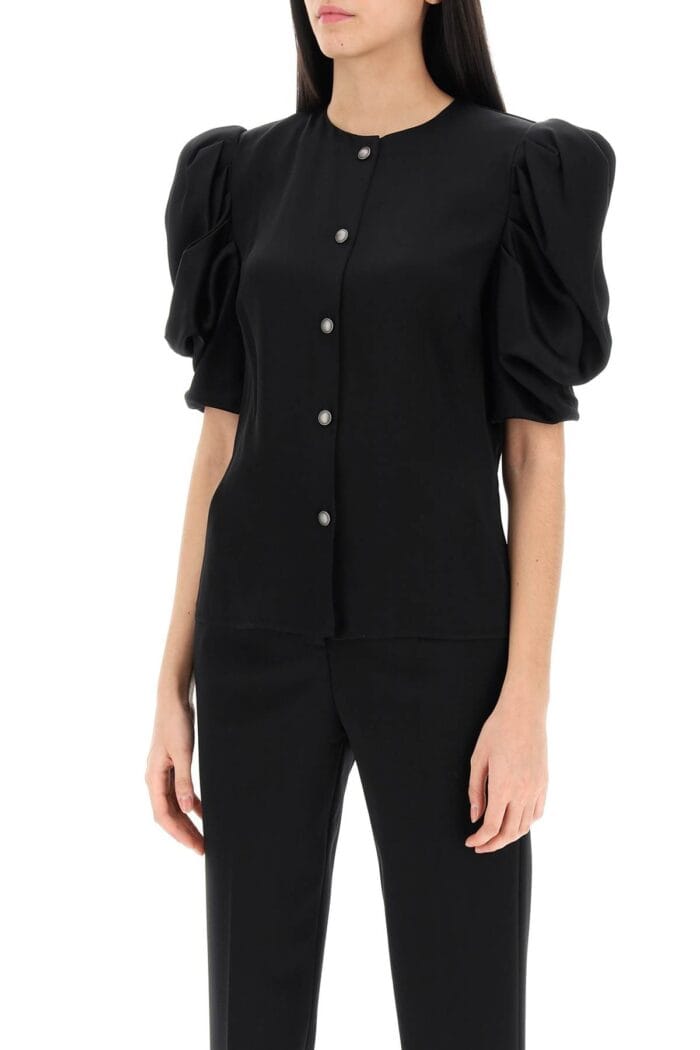 ALESSANDRA RICH Envers Satin Blouse With Bouffant Sleeves