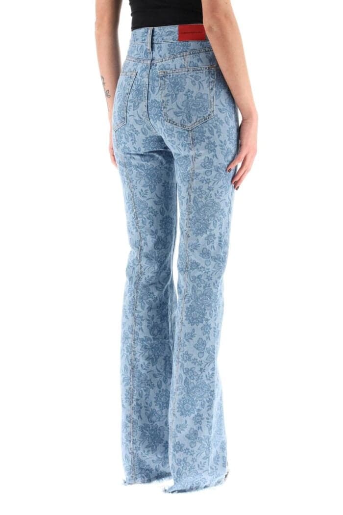 ALESSANDRA RICH Flower Print Flared Jeans