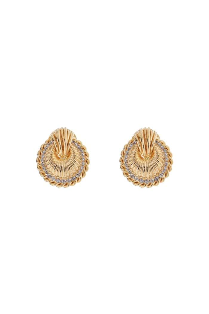 ALESSANDRA RICH Gold Shell Earrings With Crystals