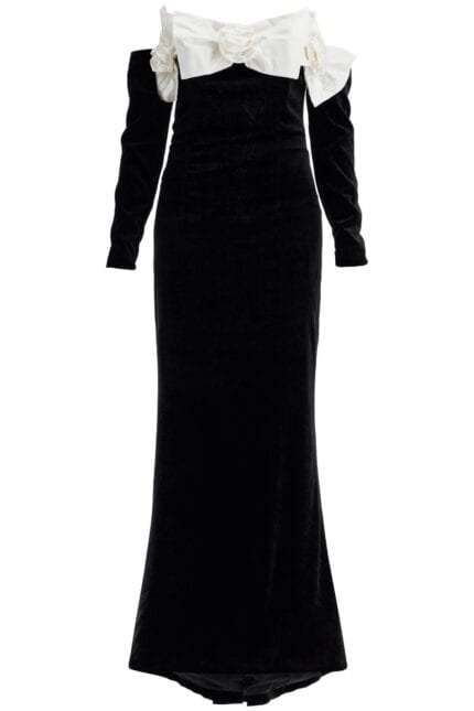 ALESSANDRA RICH Maxi Velvet Dress With Duchesse Bows