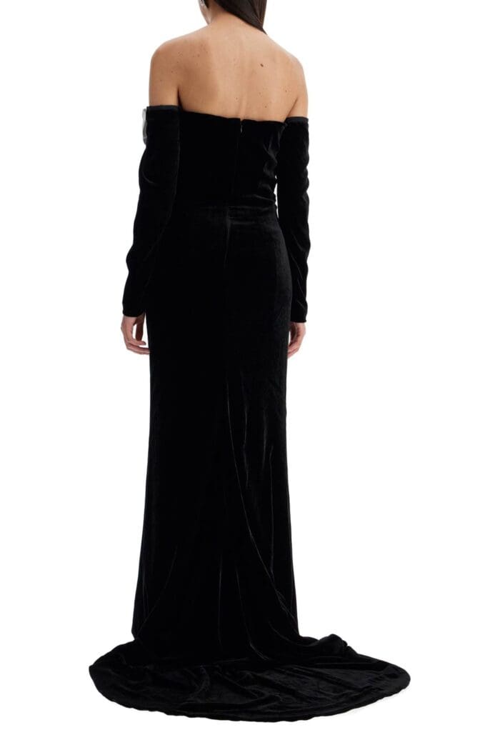 ALESSANDRA RICH Maxi Velvet Dress With Duchesse Bows