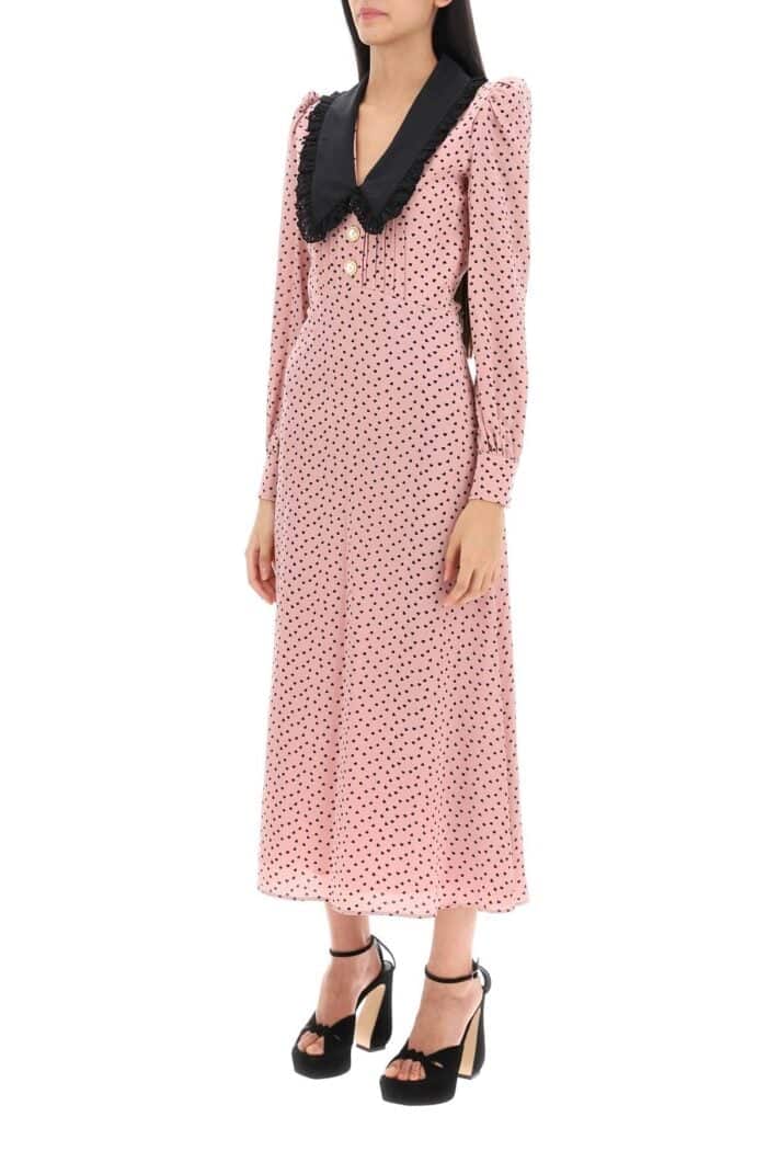 ALESSANDRA RICH Midi Dress With Contrasting Collar