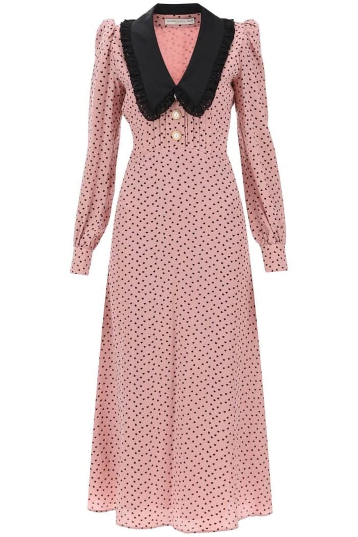 ALESSANDRA RICH Midi Dress With Contrasting Collar