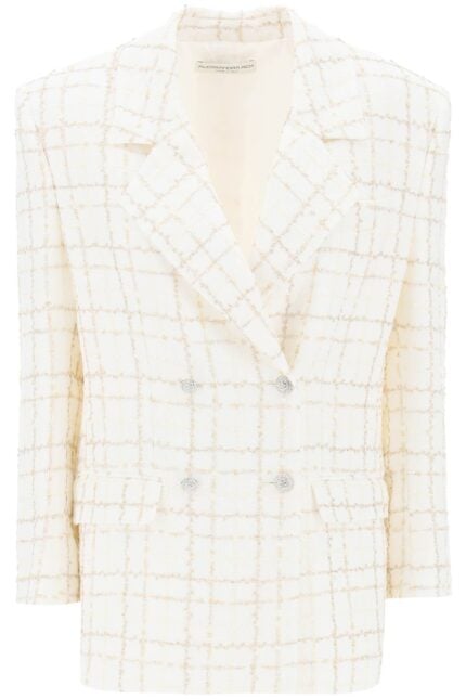 ALESSANDRA RICH Oversized Tweed Jacket With Plaid Pattern