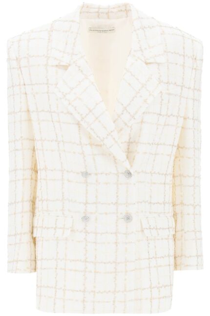 ALESSANDRA RICH Oversized Tweed Jacket With Plaid Pattern