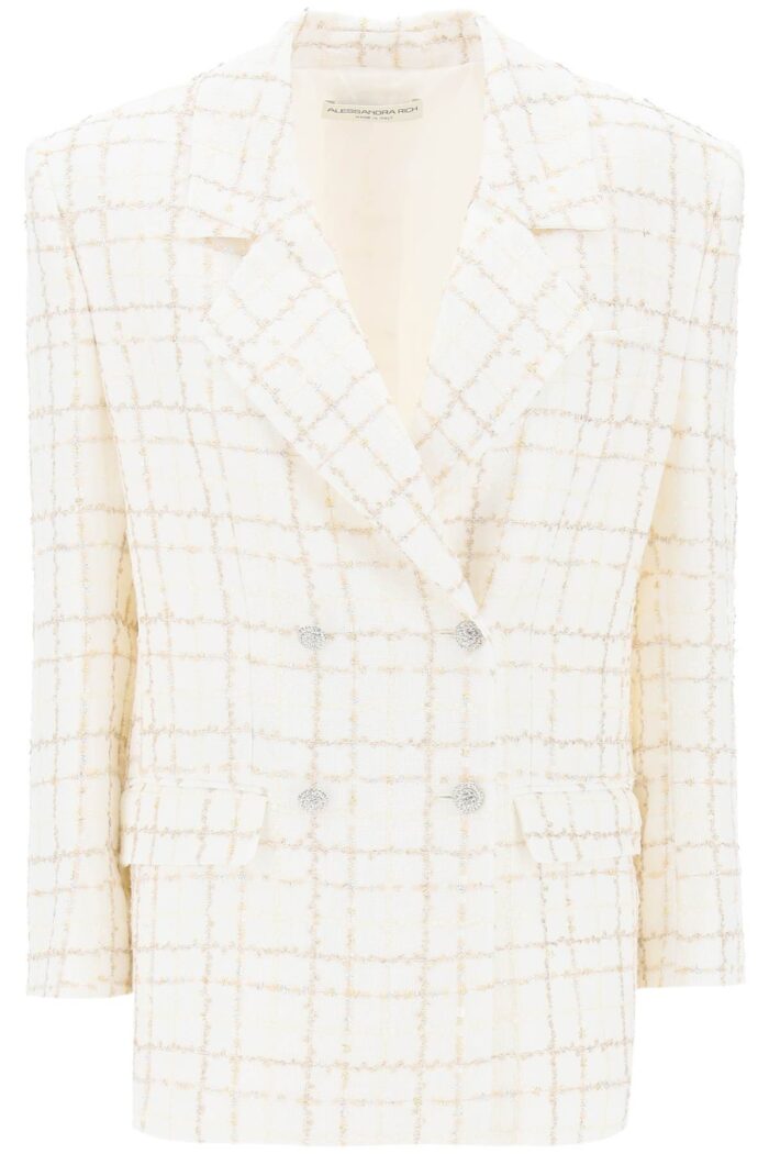 ALESSANDRA RICH Oversized Tweed Jacket With Plaid Pattern