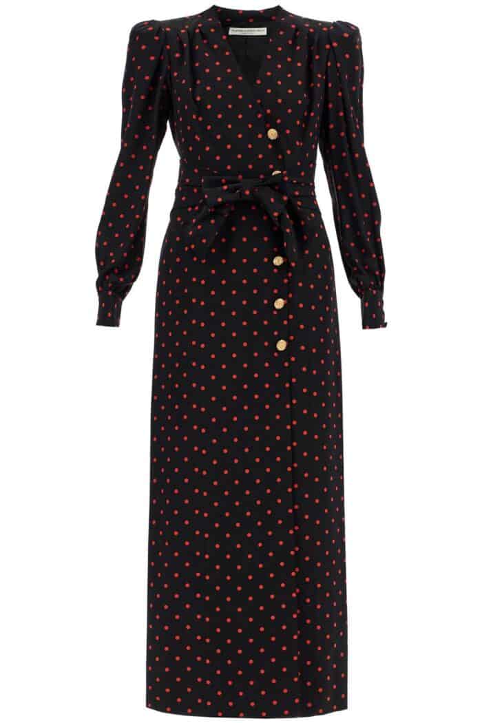 ALESSANDRA RICH Silk Maxi Dress With Polka Dots