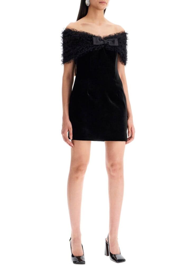 ALESSANDRA RICH Velvet Off-shoulder Mini Dress