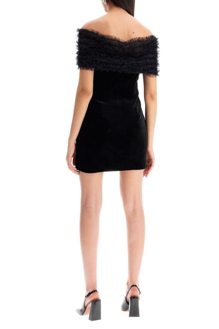 ALESSANDRA RICH Velvet Off-shoulder Mini Dress