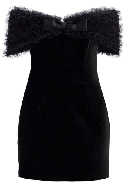 ALESSANDRA RICH Velvet Off-shoulder Mini Dress