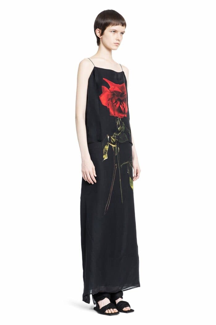 ALEXANDER MCQUEEN Chiffon Shadow Rose Slip Dress