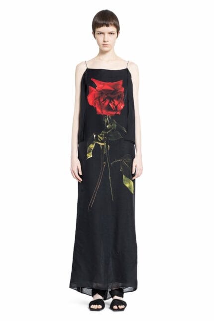 ALEXANDER MCQUEEN Chiffon Shadow Rose Slip Dress