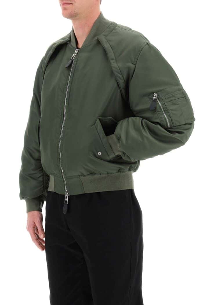 ALEXANDER MCQUEEN Convertible Bomber Jacket In Nylon Satin