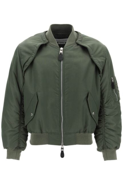 ALEXANDER MCQUEEN Convertible Bomber Jacket In Nylon Satin