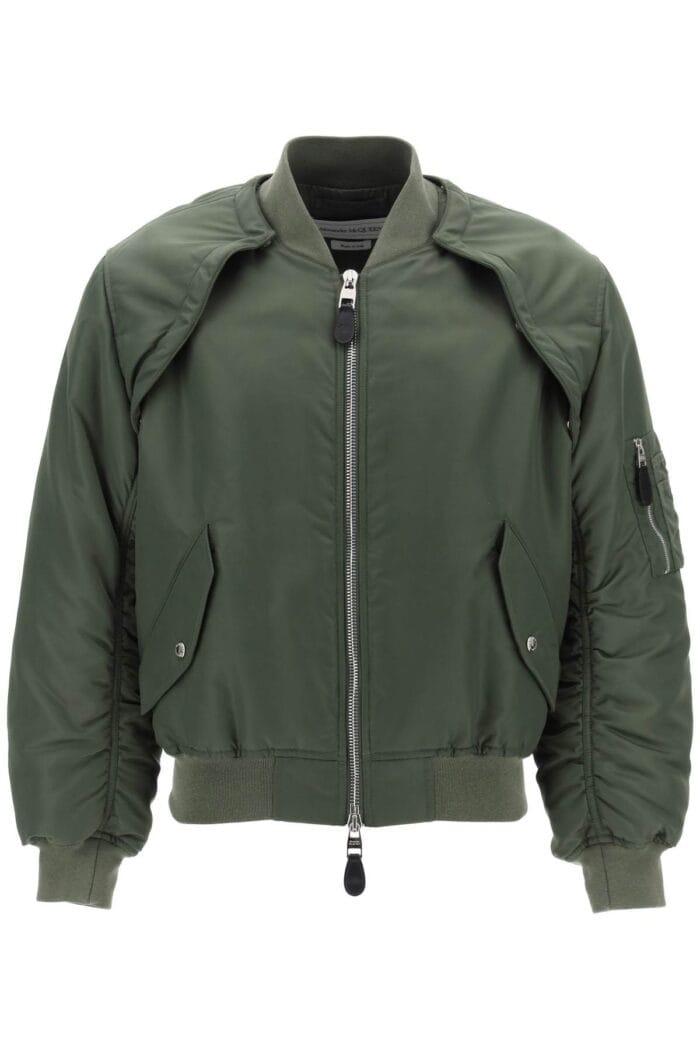 ALEXANDER MCQUEEN Convertible Bomber Jacket In Nylon Satin