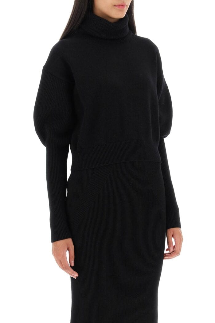 Alexander Mcqueen Cropped Funnel-neck Sweater In Wool And Cashmere