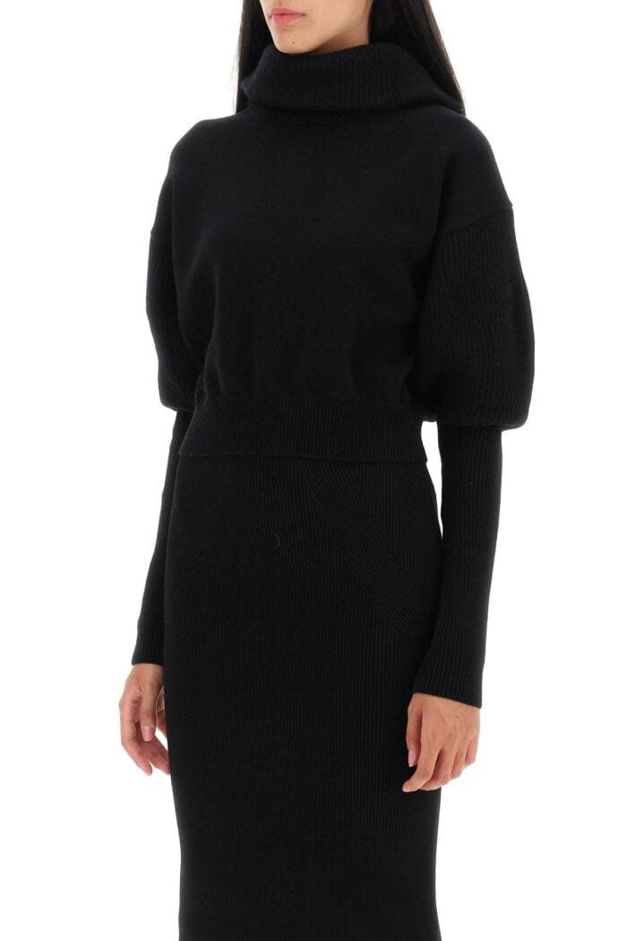 Alexander Mcqueen Cropped Funnel-neck Sweater In Wool And Cashmere