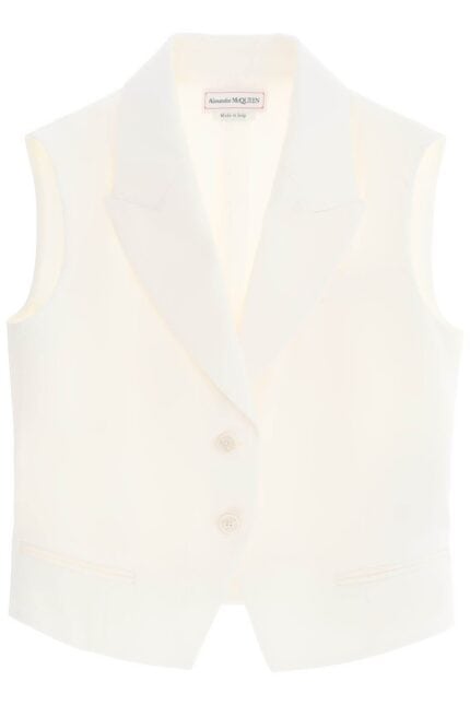 ALEXANDER MCQUEEN Cropped Viscose Twill Vest For