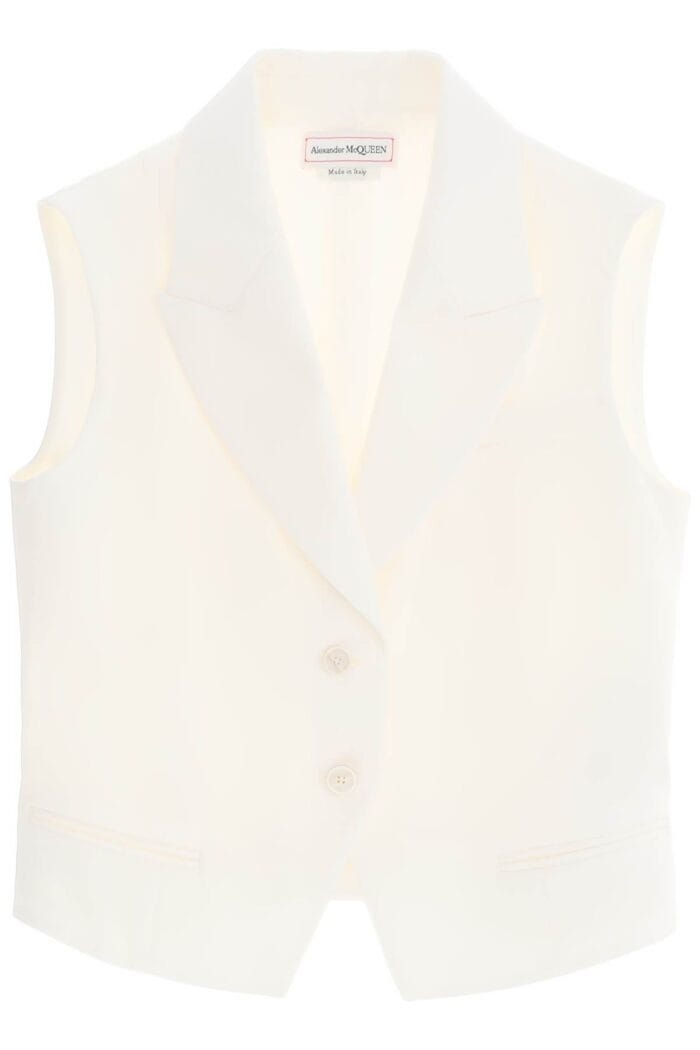 ALEXANDER MCQUEEN Cropped Viscose Twill Vest For