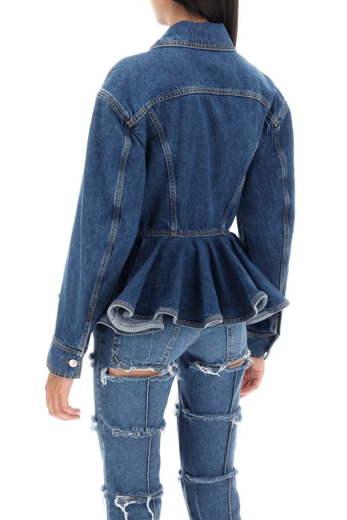 Alexander Mcqueen Denim Peplum Jacket