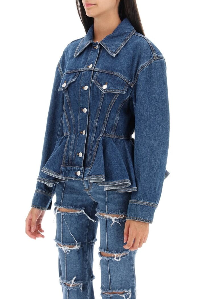 Alexander Mcqueen Denim Peplum Jacket