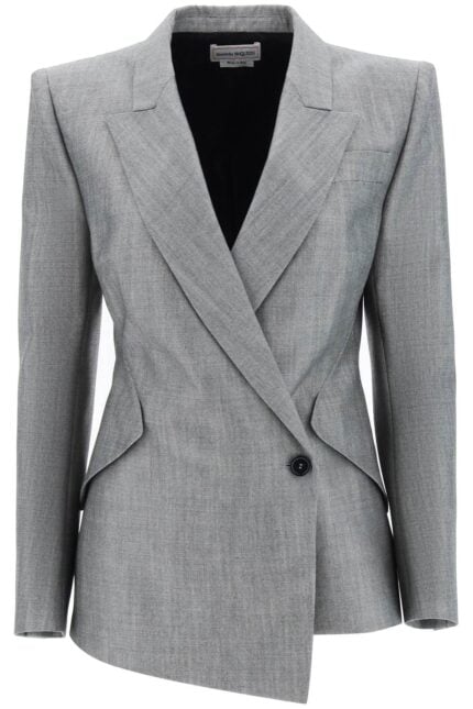 Alexander Mcqueen Drop Hem Salt And Pepper Jacket