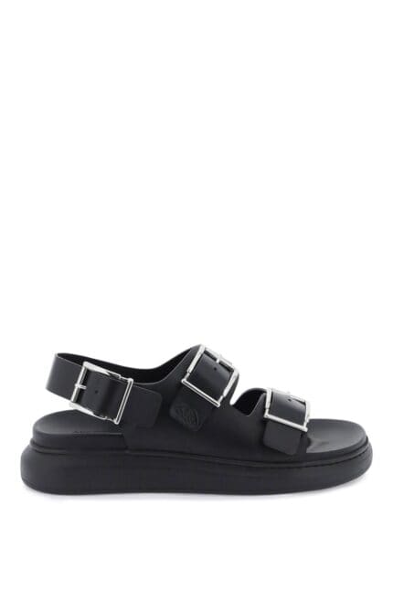 ALEXANDER MCQUEEN Leather Sandals With Maxi Buckles