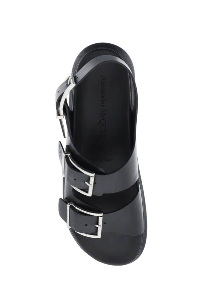 ALEXANDER MCQUEEN Leather Sandals With Maxi Buckles